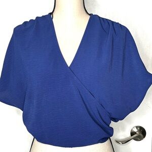 Zara Royal Blue Wrap Style Blouse size M